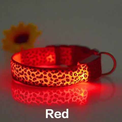 Adjustable Luminous LED Dog Collar Bright Nylon Collar Night Safety Pet Accessory for Dogs