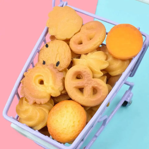 60Pcs Mini Fake Cookies Artificial Pastries Food Fake Biscuits Model for DIY Craft Home Kitchen Decor