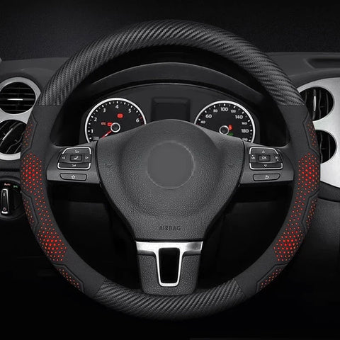 For Volkswagen VW Magotan Arteon Golf GTI Beetle CC Tiguan Bora Santana Carbon fiber Suede Car Steering Wheel Cover Accessories