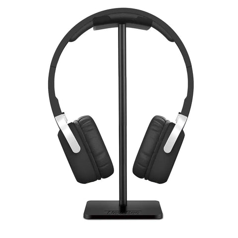 Headphone Stand Headset Holder Earphone Stand with Aluminum Supporting Bar Flexible Headrest ABS Solid Base for All Headphones