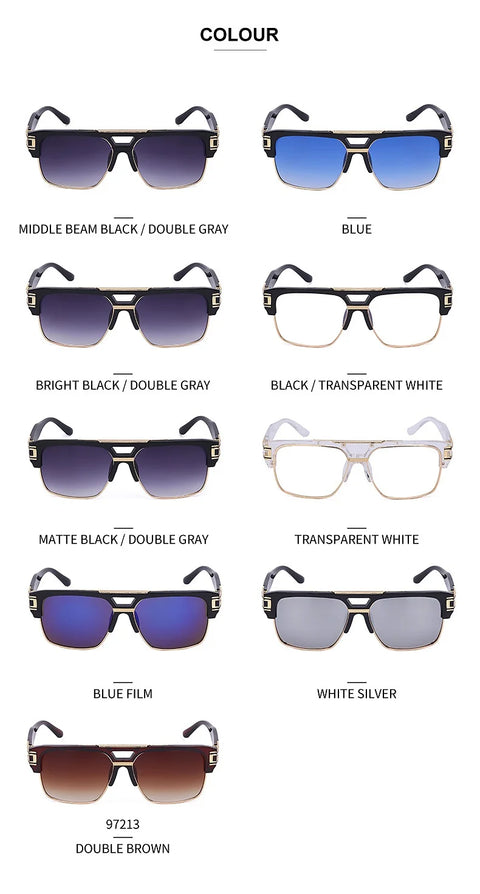 Luxury Stylish Brand Men Sunglasses Hot Designer Square Metal Sun Glasses Classic Fashion Driving Alpha Shades UV400