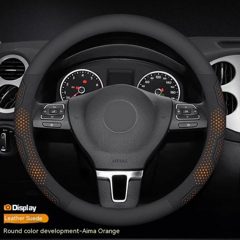 For Volkswagen VW Magotan Arteon Golf GTI Beetle CC Tiguan Bora Santana Carbon fiber Suede Car Steering Wheel Cover Accessories