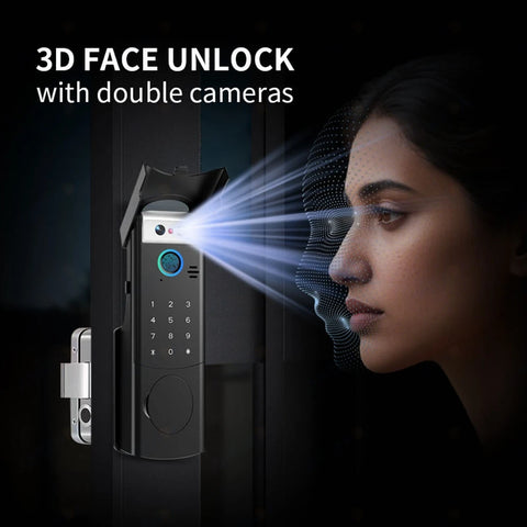 Waterproof Intercom Face Recognition Tuya Wifi Fingerprint Code RFID Card Smart Lock with Doorbell/rechargable li-battery/keypad