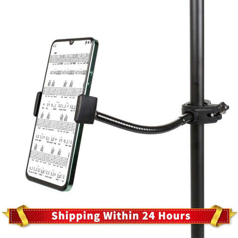 Mic Stand Phone Holder Hands-Free Adjustable Mic Stand Holder Gooseneck Pole Phone Music Stand Holder for Drum Mobile Phone