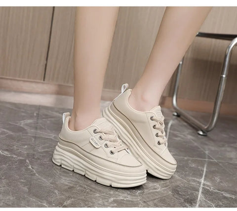 Chunky Sneakers Women 2025Spring Platform Designer Casual Shoes Comfortable Softsole Waterproof Vulcanize Shoes Zapatillas Mujer