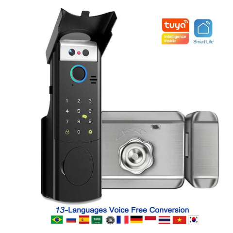 Waterproof Intercom Face Recognition Tuya Wifi Fingerprint Code RFID Card Smart Lock with Doorbell/rechargable li-battery/keypad