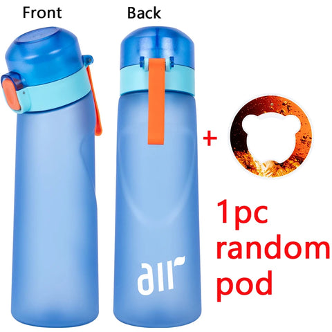 1pc Air Water Bottle With 1pc Random Flavor Pod Sports Fashion Straw Plastic Cup Leak Proof for Outdoor Sports Fitness