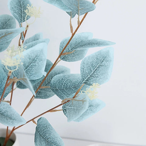 Artificial Plants Fake Leaves Three Pronged Eucalyptus Bonsai WeddingHome Decoration Indoor Dining Table Decoration Fake Potted
