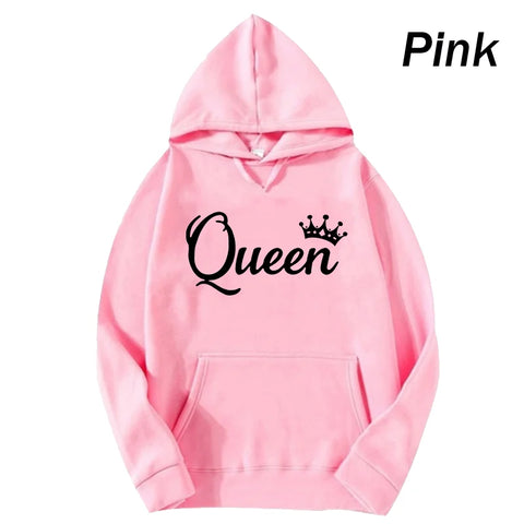 Women And Men Couple Hoodies Long Sleeved Hoodies King And Queen Printed Lover Hooded Sweatershirt Couple Hoodies