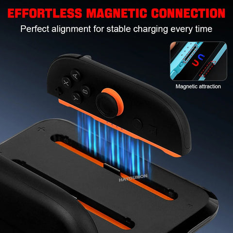 Charging Dock for Switch 2 Joycons Controllers 4-in-1 Charger Station Base Super Slim and Overcharge Protection w Charging Cable