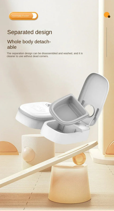 Smart Pet Feeder with Timer Automatic Food Dispenser for Cats Dogs Dry Wet Food Dual Meal Separation Puppy Kitten Feeding