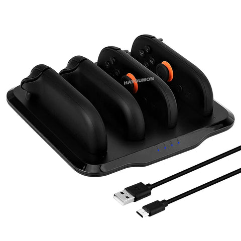 Charging Dock for Switch 2 Joycons Controllers 4-in-1 Charger Station Base Super Slim and Overcharge Protection w Charging Cable
