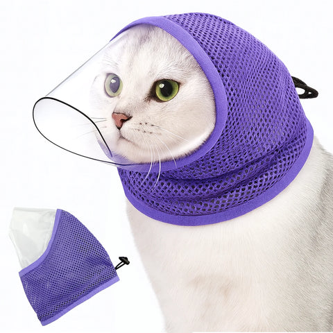Cat Head Cover Adjustable Birth Control  Surgery Prevent Random Licking Mouthpiece Breathable Cat Mask
