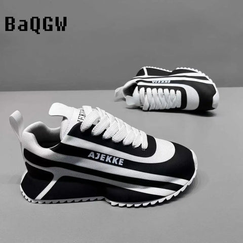 Chunky Sneakers Men Designer Soft Sole Sport Shoes Fashion Casual Leather Fabric Mesh Breathable Height Increased Platform Shoes