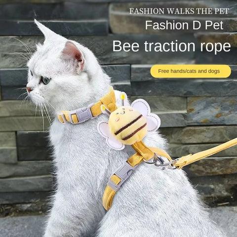 Cat Harness Leash Set Adjustable Mesh Dog Harness Cartoon Vest Puppy Pet Walking Lead Leash for Small Medium Dogs Cats Kitten