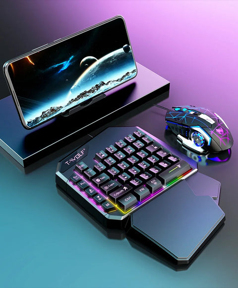 Mechanical Gaming Keyboard Kit 5 In 1 Set One Hand Keyboard 5D Mechanical Gamer Mouse Converter Mobile Game Pro Converter