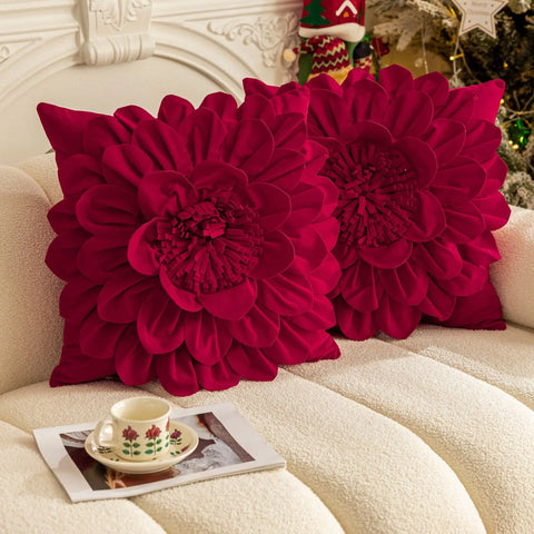 Flower Velvet Cushion Cover Luxury Handmade Splicing Petal Pillow Cover For Living Room Sofa Office Waist Back Cover Pillowcase