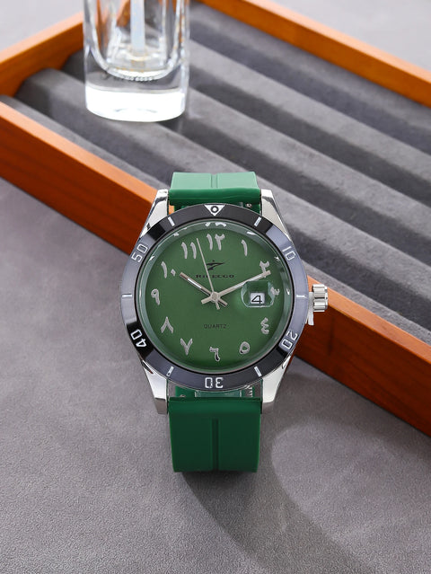 Fashionable, sporty, minimalist, business wristwatch with quartz movement, large dial paired with three-dimensional graduations,