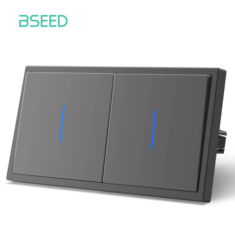 BSEED 1/2Gang Wall Light Switch Mechanical Buttons Switch 1Way EU Standard Plastic Frames LED Indicator Quick Wire Connection