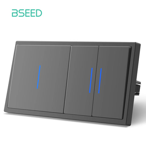 BSEED 1/2Gang Wall Light Switch Mechanical Buttons Switch 1Way EU Standard Plastic Frames LED Indicator Quick Wire Connection
