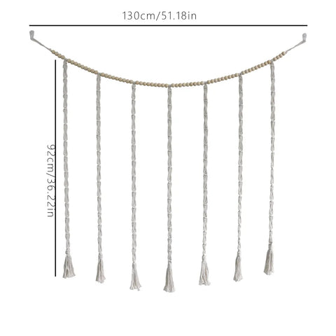 Macrame Hanging Photo Display Wall Decor Boho Wooden Beads Garland Picture Frame Holder with 30 Clips Bedroom Living Room Gifts