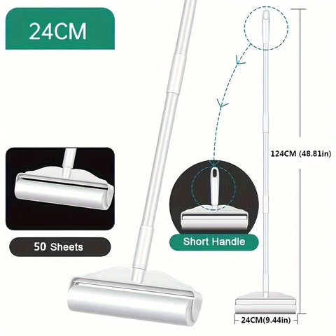 Pet Hair Removal Roller with 49" Adjustable Long Handle – Efficient Lint and Dust Cleaning Tool for Home, Sofa, and Pet Surfaces