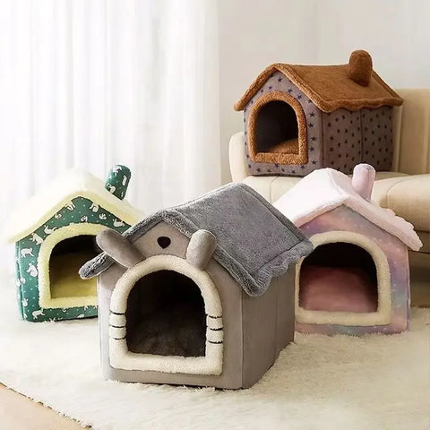 Soft Cats Bed Deep Sleep Small Dog Winter House with Removable Cushion and Enclosed Pet Tent for Kittens Puppies and Cats