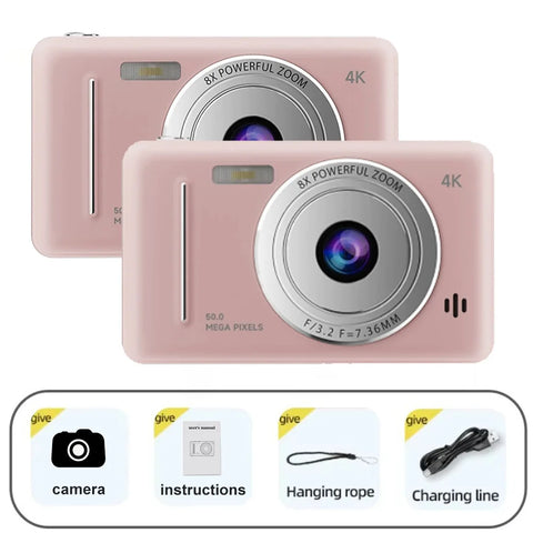 8-128GB D6 Digital Camera 4K HD Camera Recorder Music Player Touch Control Screen Vlogging Camera Night Vision 64MP Camcorder