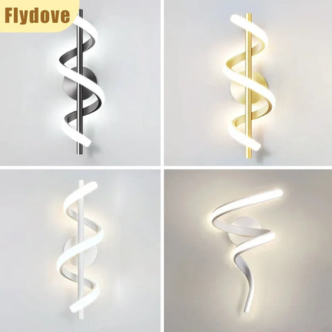 Minimalist Spiral Line LED Wall Lamp Creative Bedside Aisle Living Room Hotel Background Wall Home Decoration Lighting Fixtures
