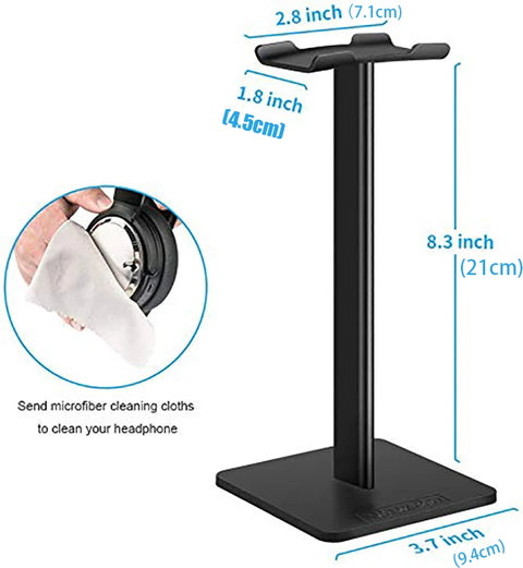 Headphone Stand Headset Holder Earphone Stand with Aluminum Supporting Bar Flexible Headrest ABS Solid Base for All Headphones