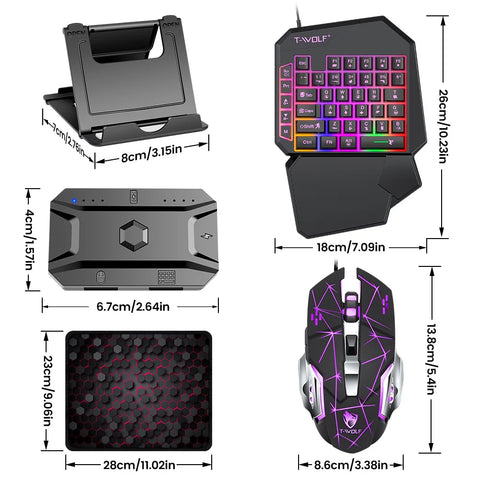 Mechanical Gaming Keyboard Kit 5 In 1 Set One Hand Keyboard 5D Mechanical Gamer Mouse Converter Mobile Game Pro Converter
