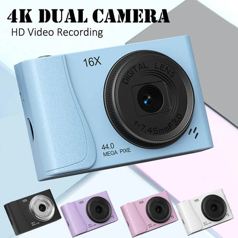 4K Digital Camera Retro CCD 24 Million Pixels Camcorder 16x Zoom Compact Cameras Auto Focus for Kids Adult Beginners Photograph