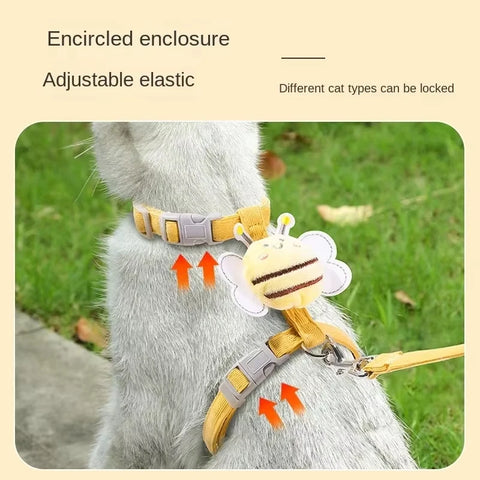 Cat Harness Leash Set Adjustable Mesh Dog Harness Cartoon Vest Puppy Pet Walking Lead Leash for Small Medium Dogs Cats Kitten