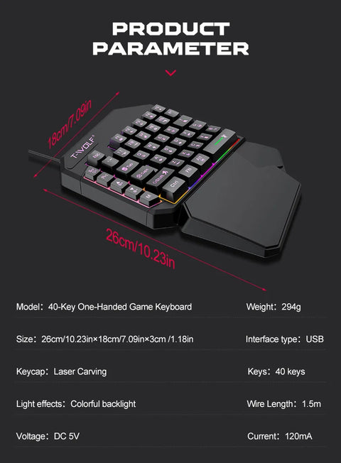 Mechanical Gaming Keyboard Kit 5 In 1 Set One Hand Keyboard 5D Mechanical Gamer Mouse Converter Mobile Game Pro Converter
