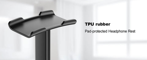 Headphone Stand Headset Holder Earphone Stand with Aluminum Supporting Bar Flexible Headrest ABS Solid Base for All Headphones