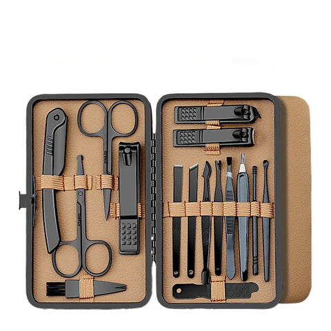 7/16/24Pcs Manicure Set Professional Nail Clipper Pedicure Kit Stainless Steel Nail Care Tool Grooming Kit with Luxurious Travel