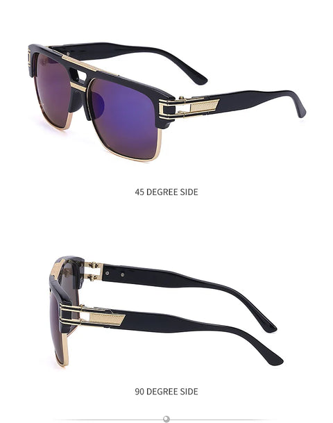Luxury Stylish Brand Men Sunglasses Hot Designer Square Metal Sun Glasses Classic Fashion Driving Alpha Shades UV400