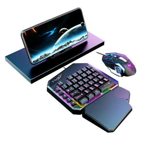 Mechanical Gaming Keyboard Kit 5 In 1 Set One Hand Keyboard 5D Mechanical Gamer Mouse Converter Mobile Game Pro Converter