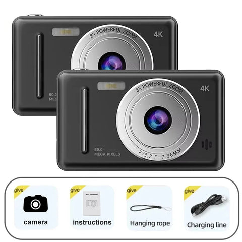 8-128GB D6 Digital Camera 4K HD Camera Recorder Music Player Touch Control Screen Vlogging Camera Night Vision 64MP Camcorder