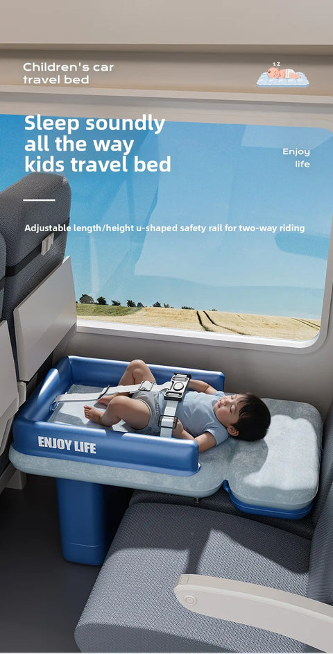 Inflatable Toddler Airplane Bed & Car Seat Extender Portable Kids Travel Mattress for Flying & Road Trips Sleeping Cushion