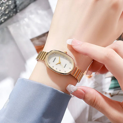 Minimalist Oval Quartz Watch Women Watch Fashion Steel Belt Quartz Casual Wristwatch Gifts Quartz Wristwatch