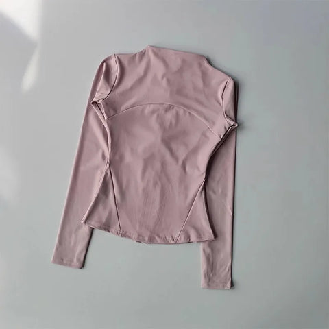 Women's Slim Fit Long Sleeve Sports Jacket Zip Fitness Yoga Workout Jacket Slim Tight Gym ActiveWear Top Running Jacket