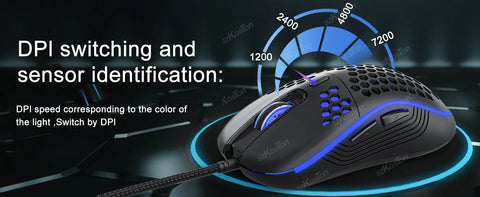 USB Wired Gaming Mouse with RGB Backlight 6 Levels 7200DPI Adjustable Ergonomic Design Mice for Office Laptop PC Computer Gamer