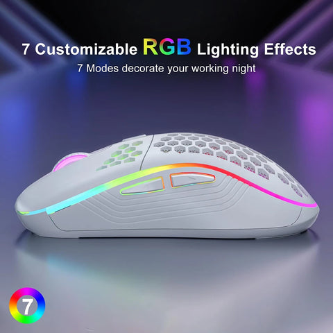 RGB 2.4G Wireless Gaming Mouse RGB Lighting Charging Mouse with Adjustable DPI Ergonomic Honeycomb Design for Desktop Laptop