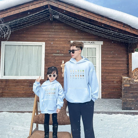 Hooded  Matching Warm Mom Dad Daughter Son Matching Top Clothing Sweatshirts Babyfor The Whole Family Romper Spring Hoodies
