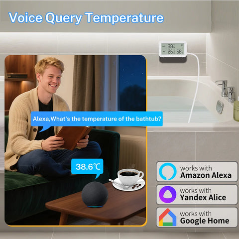 Tuya Zigbee WiFi Temperature Humidity Sensor with External Probe Thermometer Hygrometer APP Remote Control Workwith SmartLife
