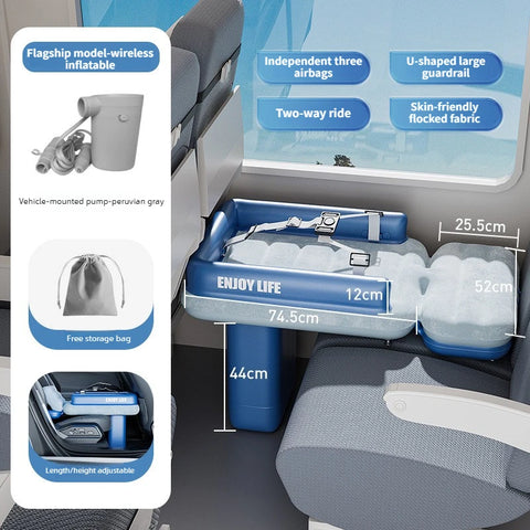 Inflatable Toddler Airplane Bed & Car Seat Extender Portable Kids Travel Mattress for Flying & Road Trips Sleeping Cushion