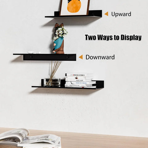 Picture Ledge Metal Wall Shelves Ledge Shelf Floating Shelves Kids Bookshelf Wall Mounted Book Shelves for Living Room Bedroom