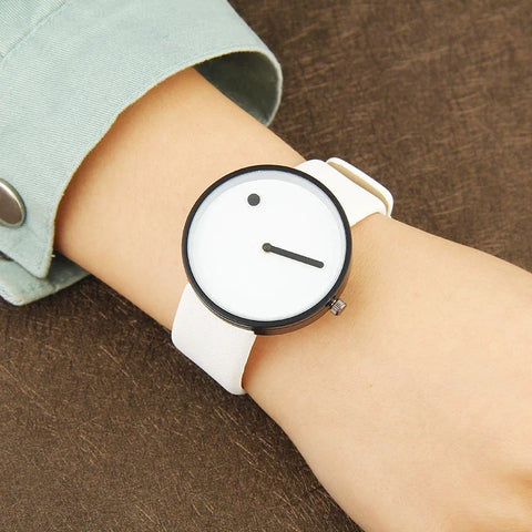 Fashion Minimalist Watches Men Creative Design Dot and Line Simple Stylish Quartz Wristwatches Unisex Leather Watch Reloj Hombre