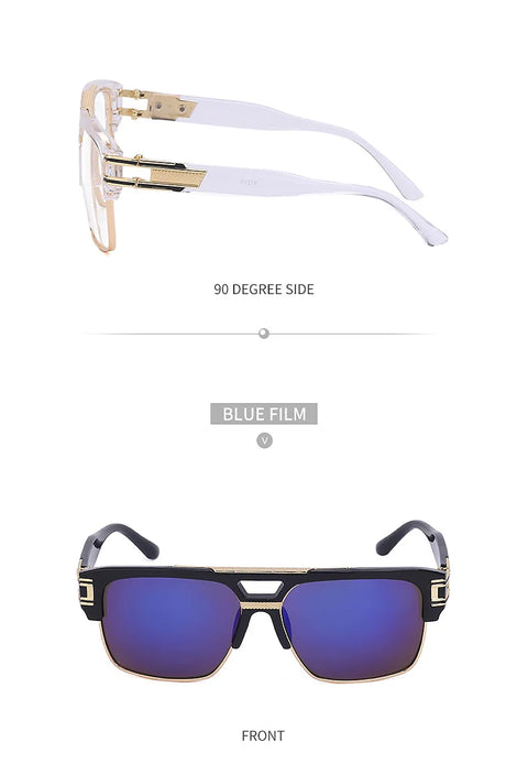 Luxury Stylish Brand Men Sunglasses Hot Designer Square Metal Sun Glasses Classic Fashion Driving Alpha Shades UV400